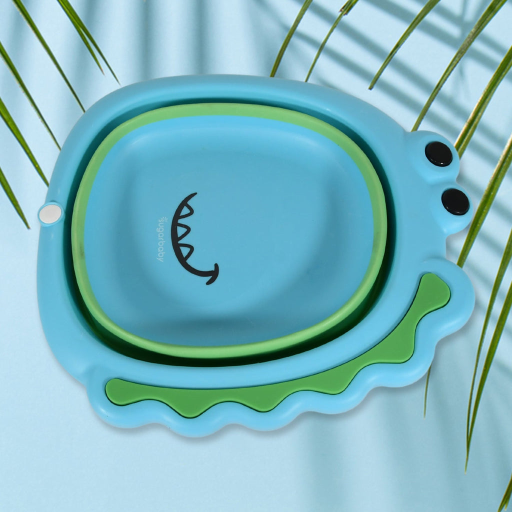 Frog Shape Foldable Baby Wash Basin – Space-Saving Face Washing Tub (33×31cm)