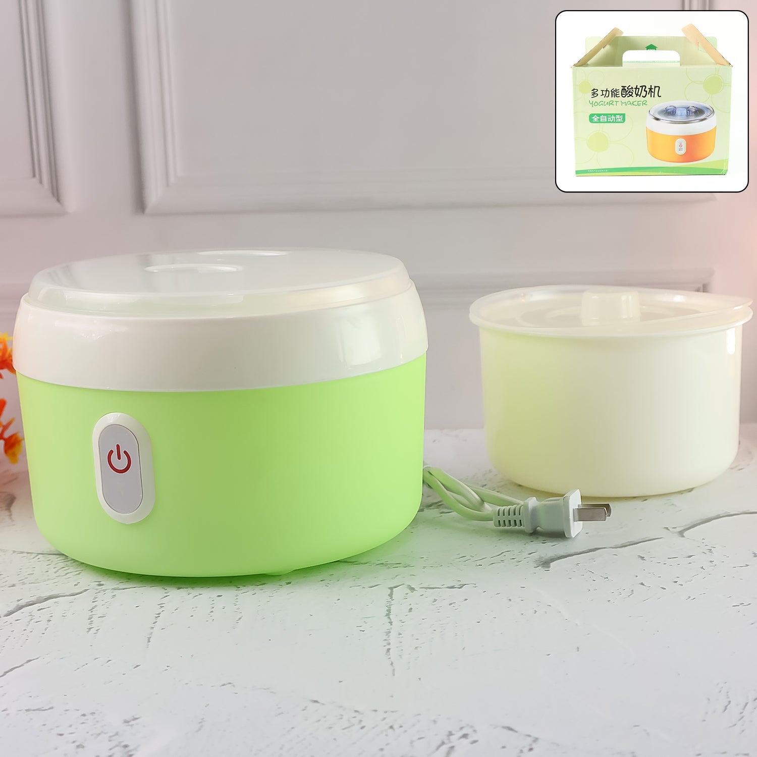 Green Electric Yogurt Maker for Household and Kitchen Use