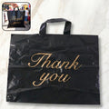 Large Black Thank You Printed Plastic Carry Bag (34 × 44 cm, 1 Pc)
