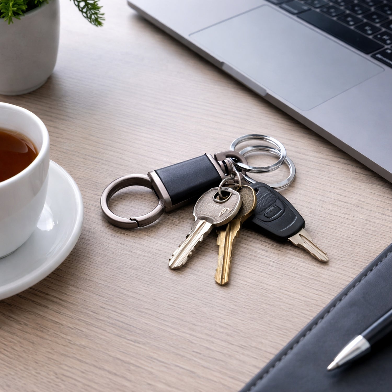Premium Dual Ring Metal Key Holder with Rotating Swivel (1 Pc)