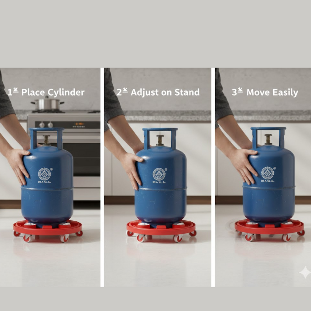 Gas Cylinder Trolley Stand with Movable Wheels