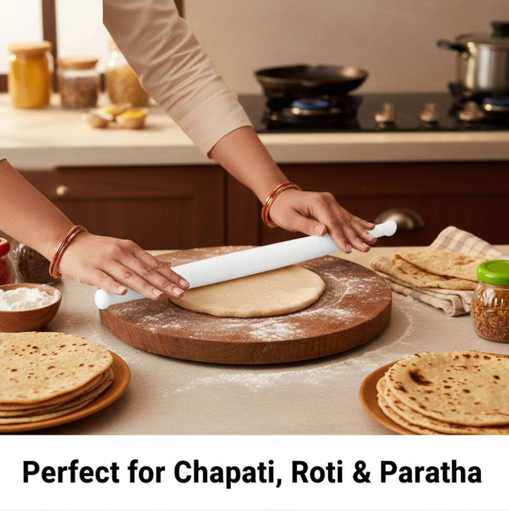 White Plastic Rolling Belan for Chapati Making