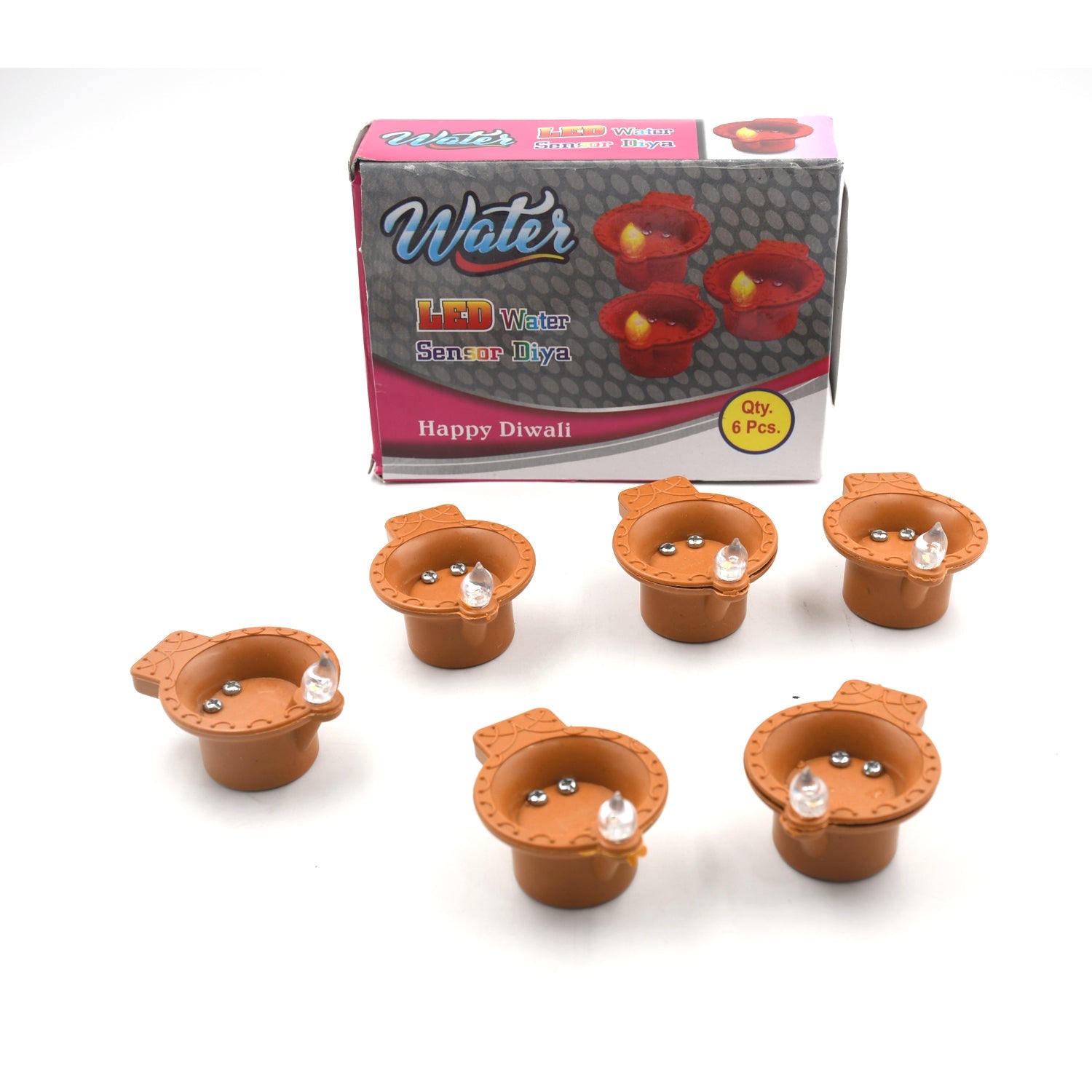 Water Sensor Diyas for Diwali Decoration | Diyas for Home Decoration| Diwali Decoration Items for Home Decor Diyas | Diwali LED Diyas Candle with Water Sensing Technology E-Diya, Diwali (6Pc Set)