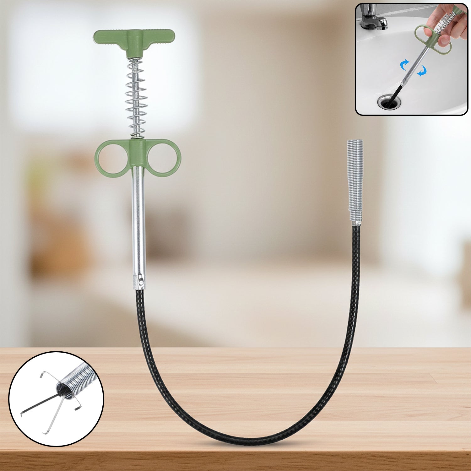 Flexible Spring Drain Cleaning Tool with Hand Grip (1 Pc / 89 Cm)