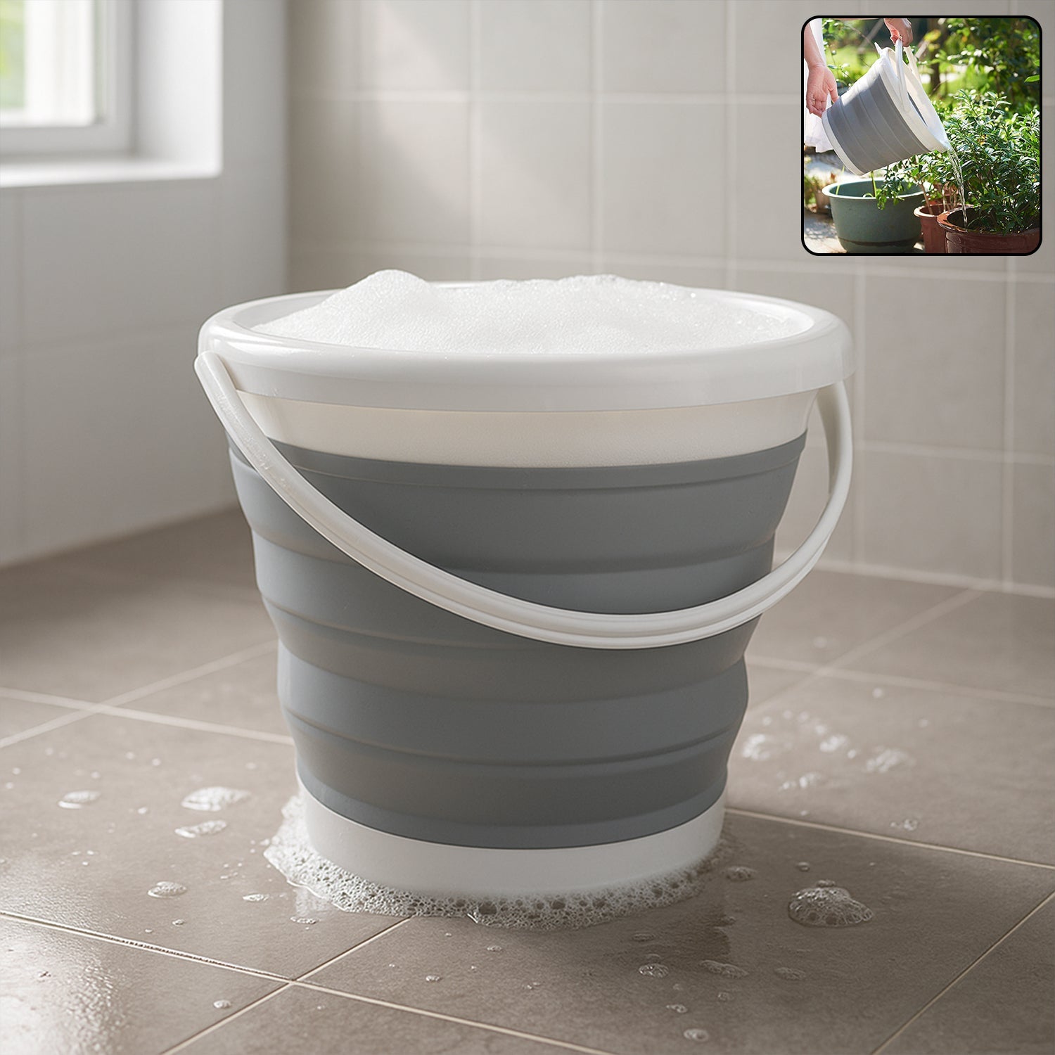 Collapsible Folding Bucket for Cleaning, Car Wash & Travel (1 Pc / 23x16 Cm)