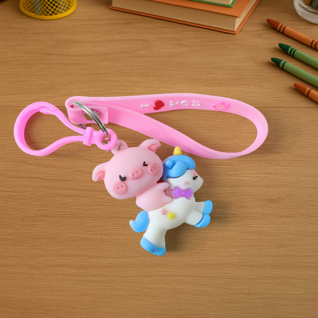 cute pig riding unicorn cartoon keychain (1 pc)