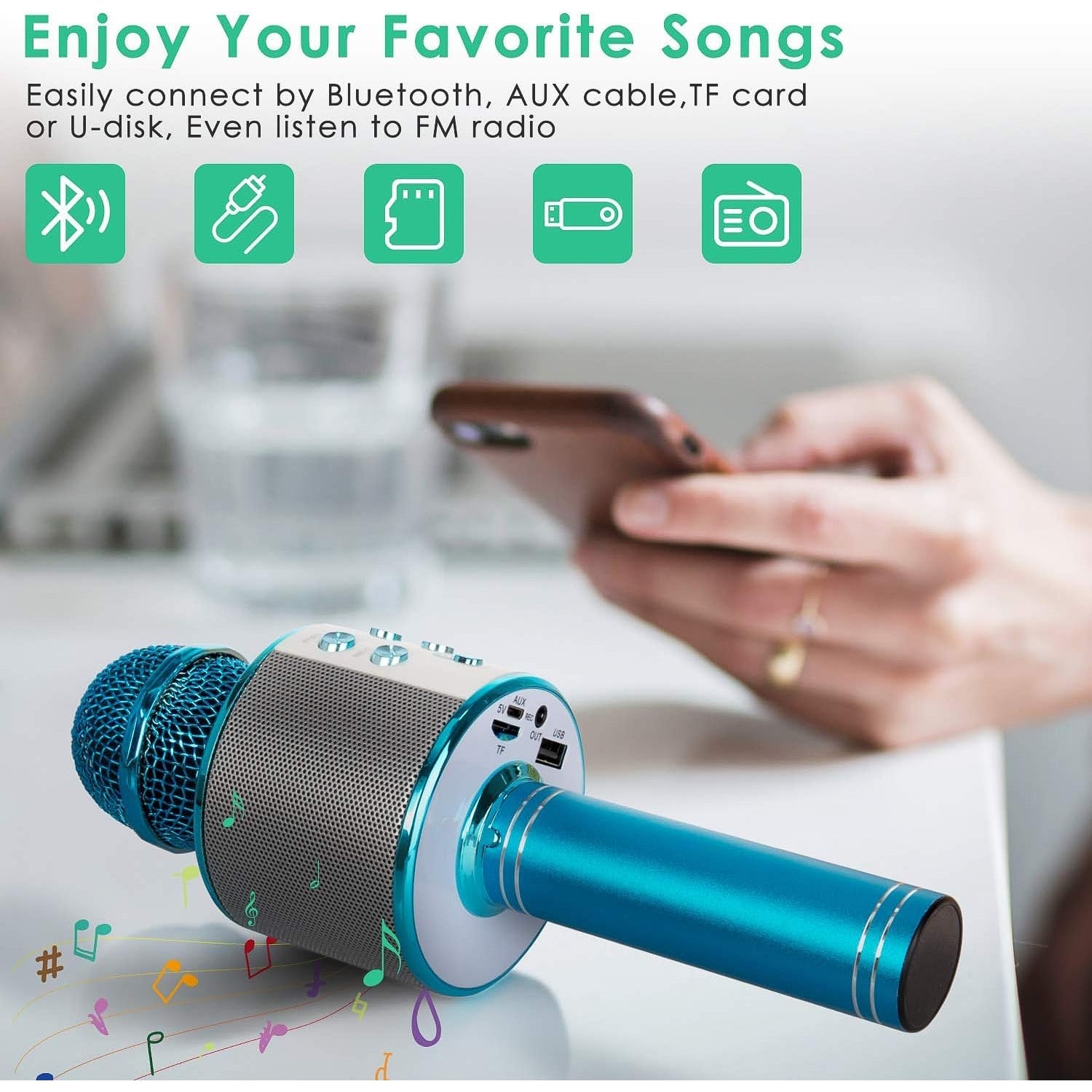 Wireless Bluetooth Recording Condenser Microphone Speaker  1 Pc