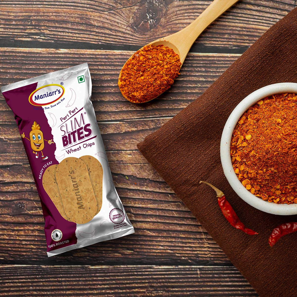 Maniarr's Peri Peri Mini Slim Bites Khakhra Healthy snacks (58 Gm)