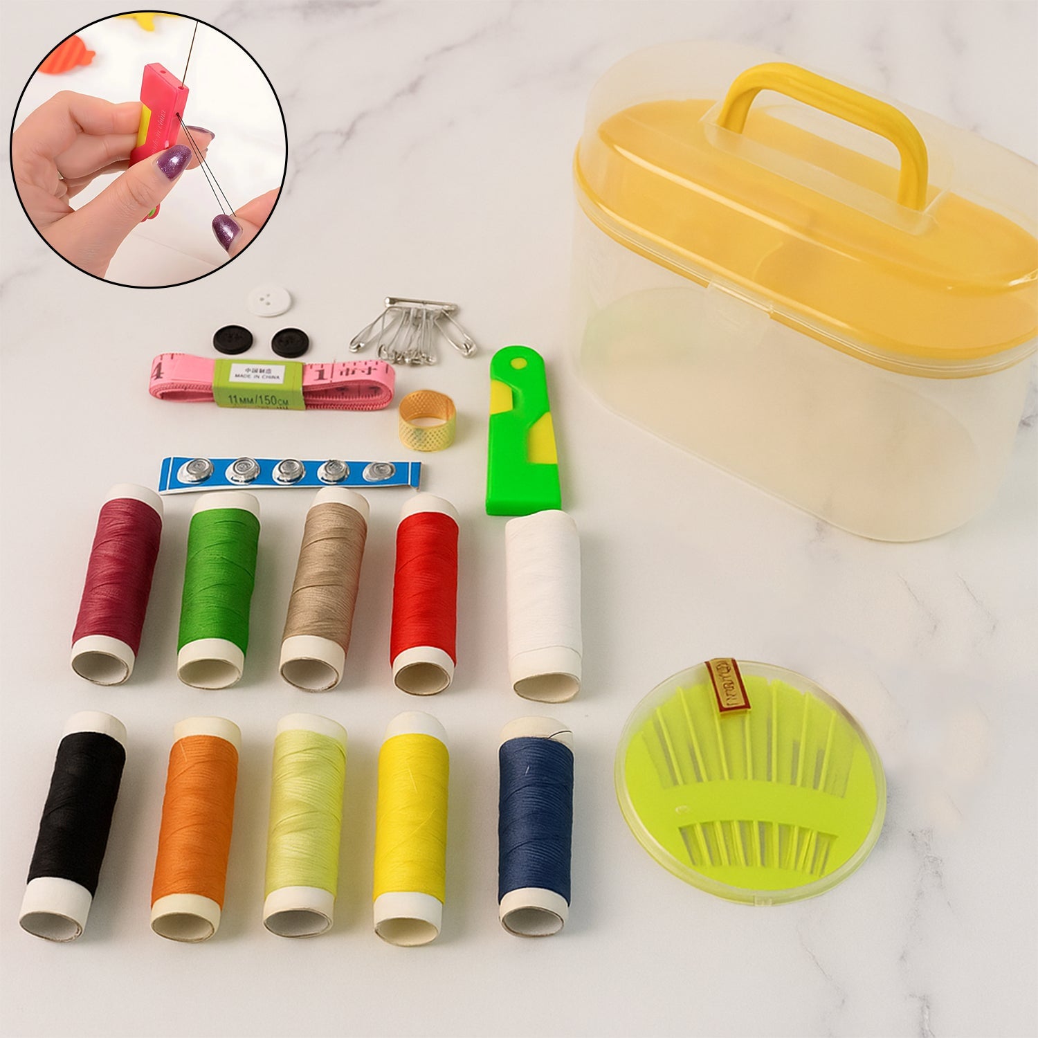 Double Layer Small & Portable Travel Sewing Kits Box Hand Work Sewing Box
