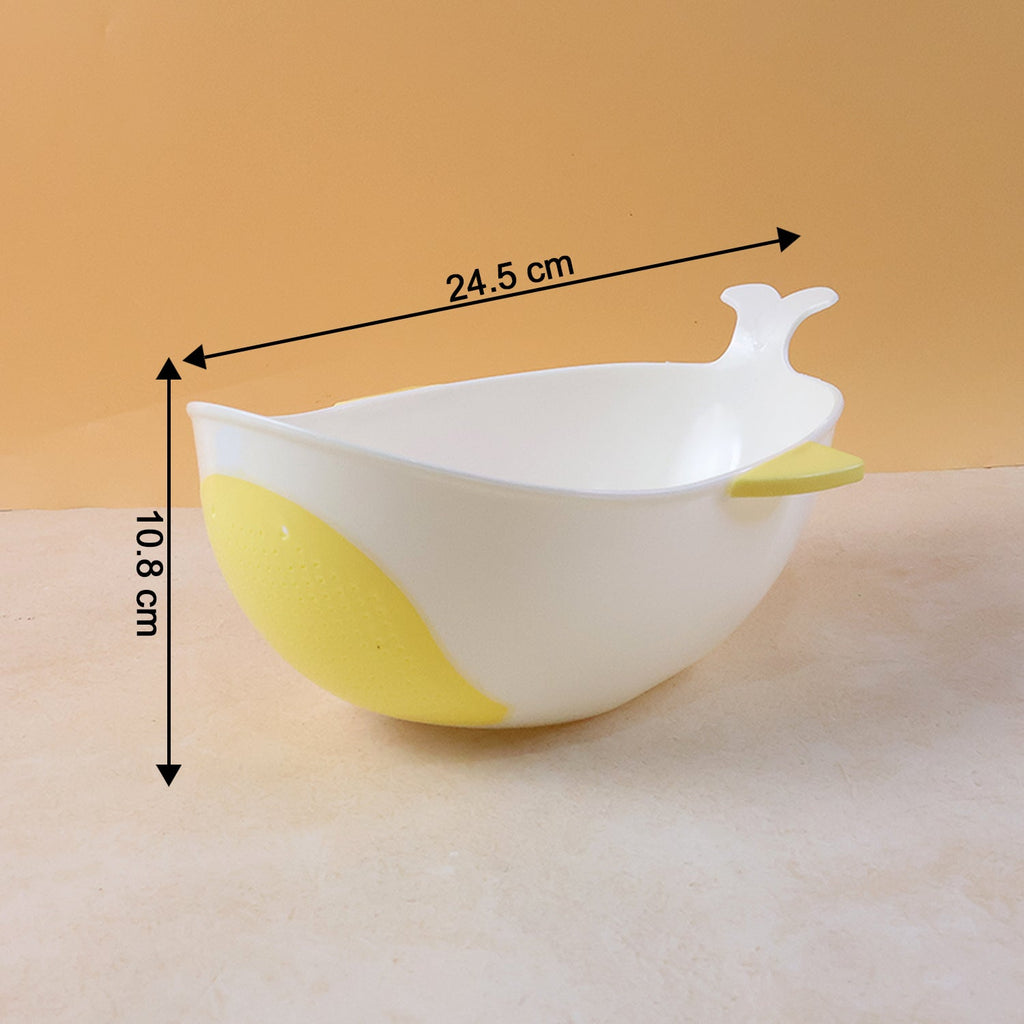 Plastic Rice Pulses Fruits Vegetable Noodles Pasta Washing Bowl and Strainer (2 Pc)